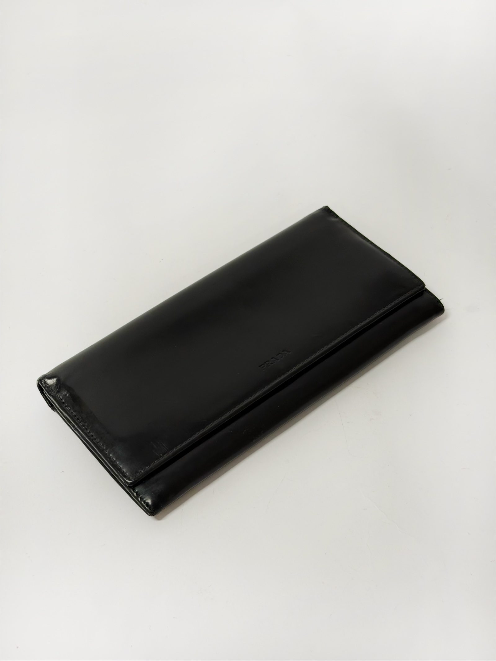 Vintage Prada spazzolato black leather wallet image 2