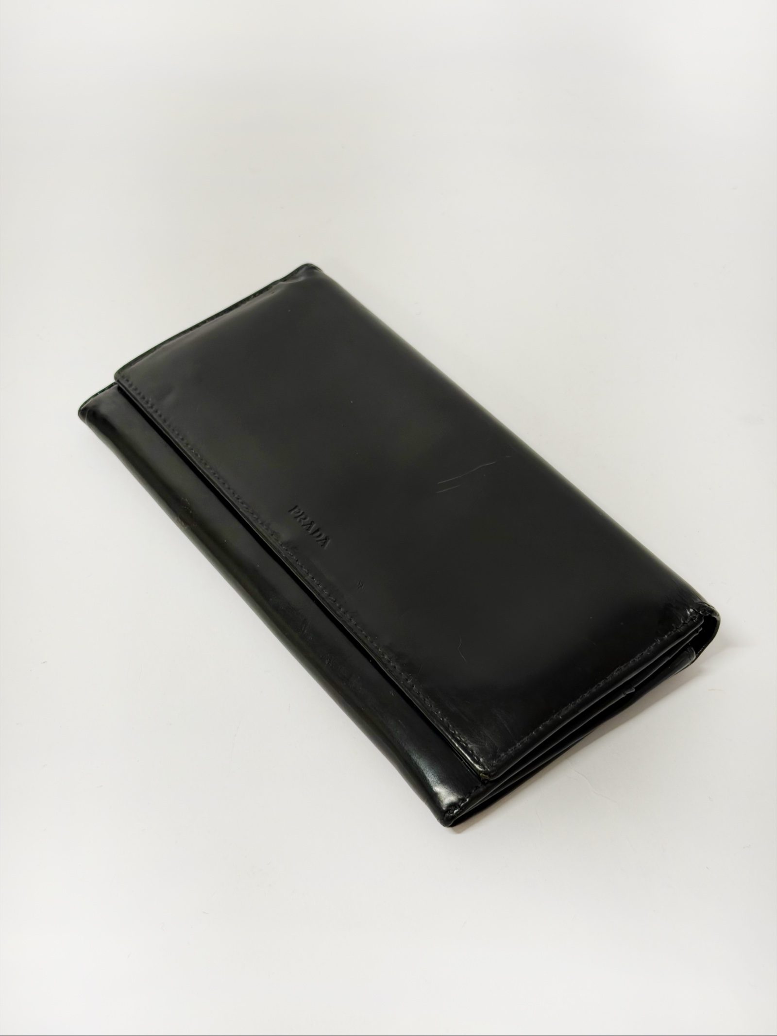 Vintage Prada spazzolato black leather wallet image 3