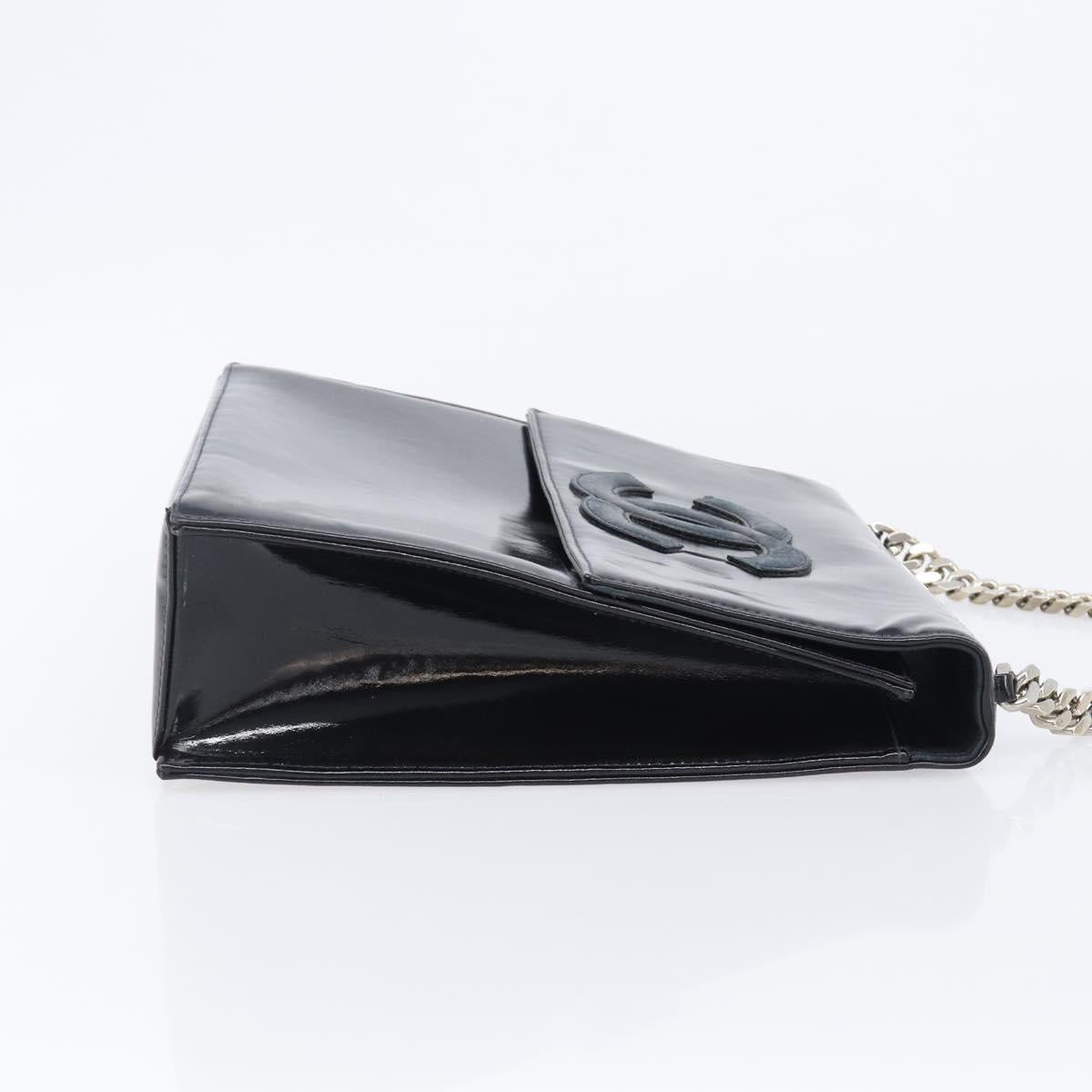 CHANEL COCO Mark Chain Hand Bag Patent leather Black Silver CC Auth bs37188 image 3