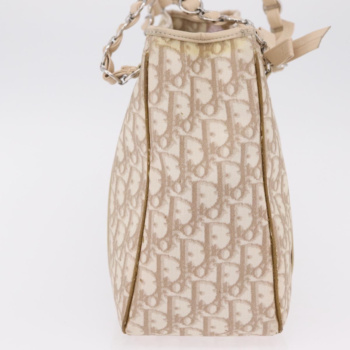 Christian Dior Trotter Canvas Chain Tote Bag PVC Ivory Silver Auth 206261A image 5