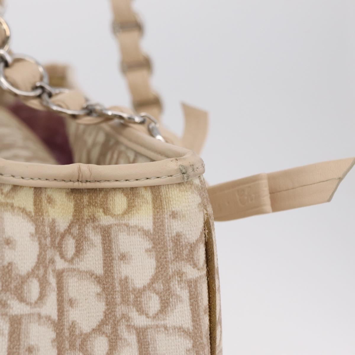 Christian Dior Trotter Canvas Chain Tote Bag PVC Ivory Silver Auth 206261A image 7
