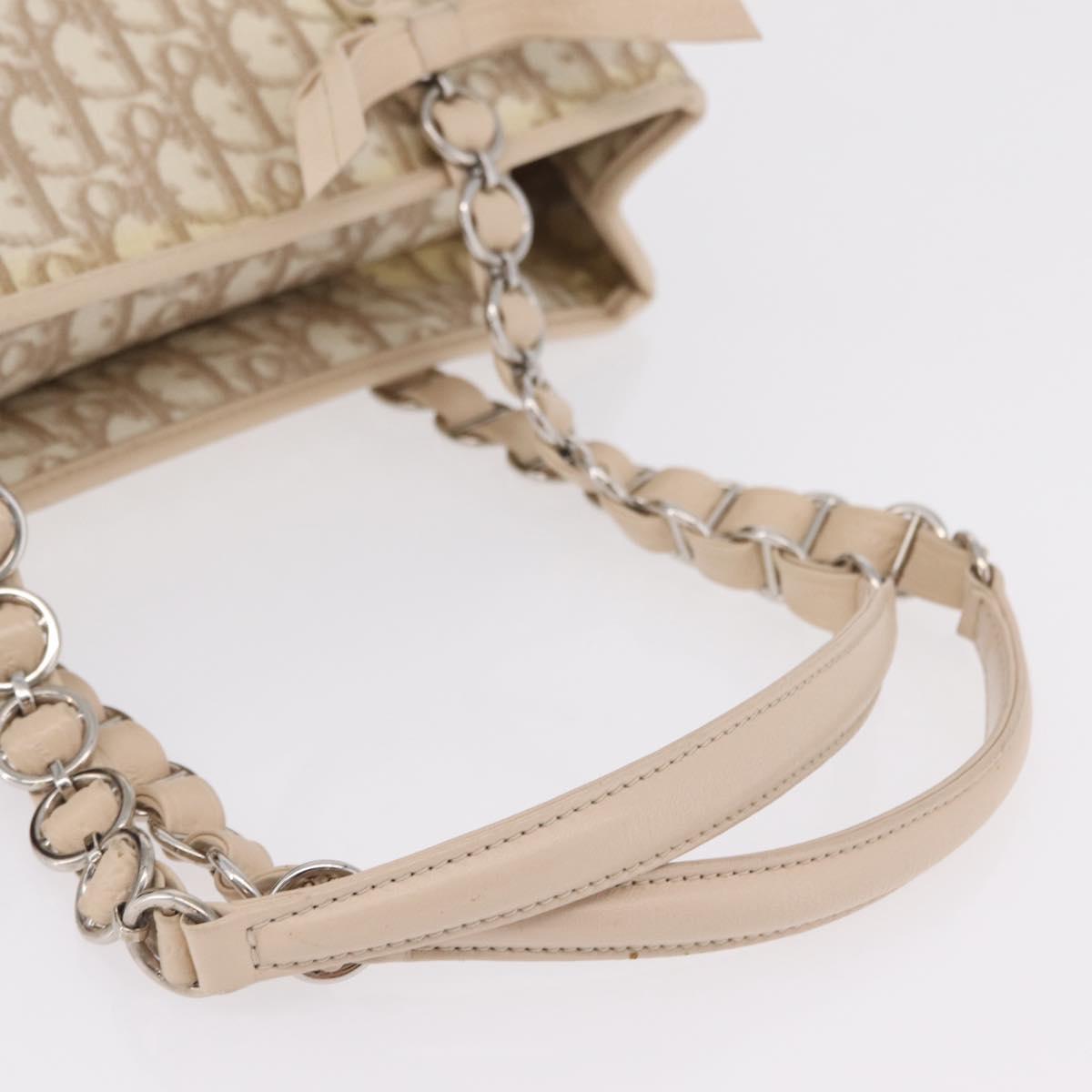 Christian Dior Trotter Canvas Chain Tote Bag PVC Ivory Silver Auth 206261A image 10