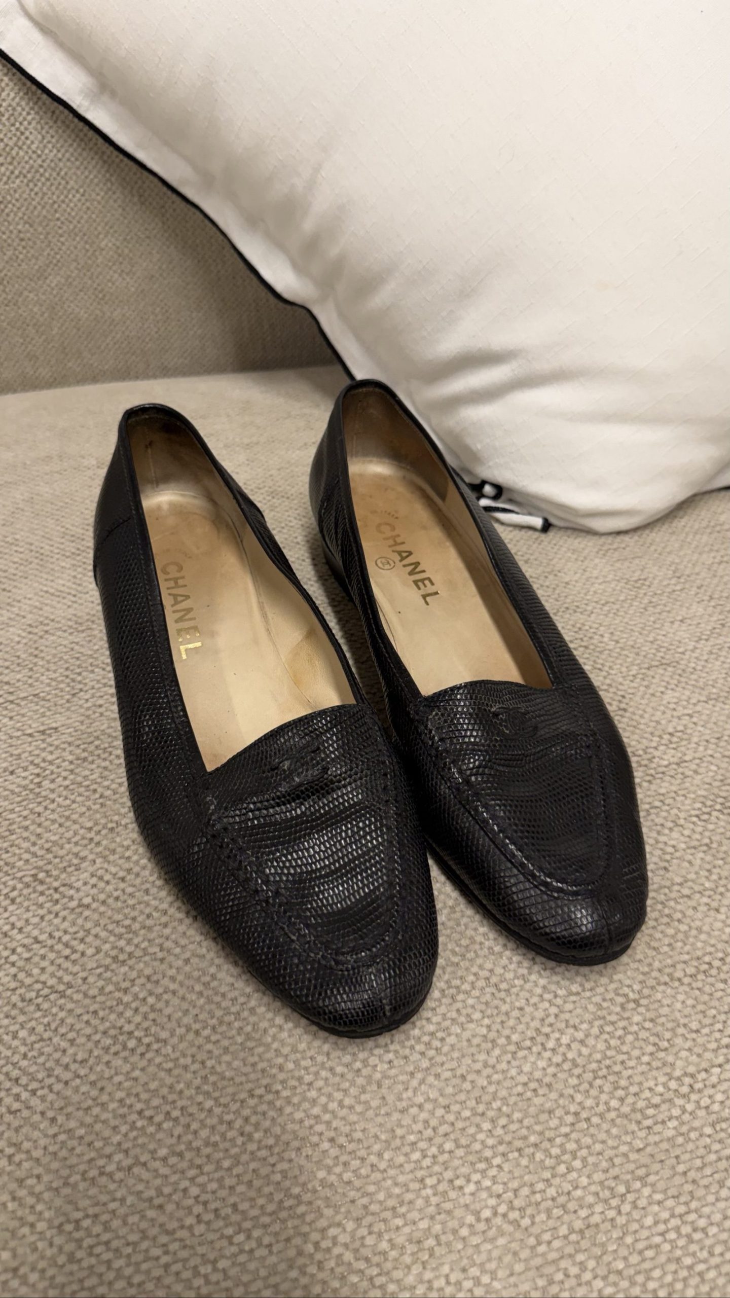 Vintage Chanel Lizard / Snake Loafers UK 6 / EU 39
