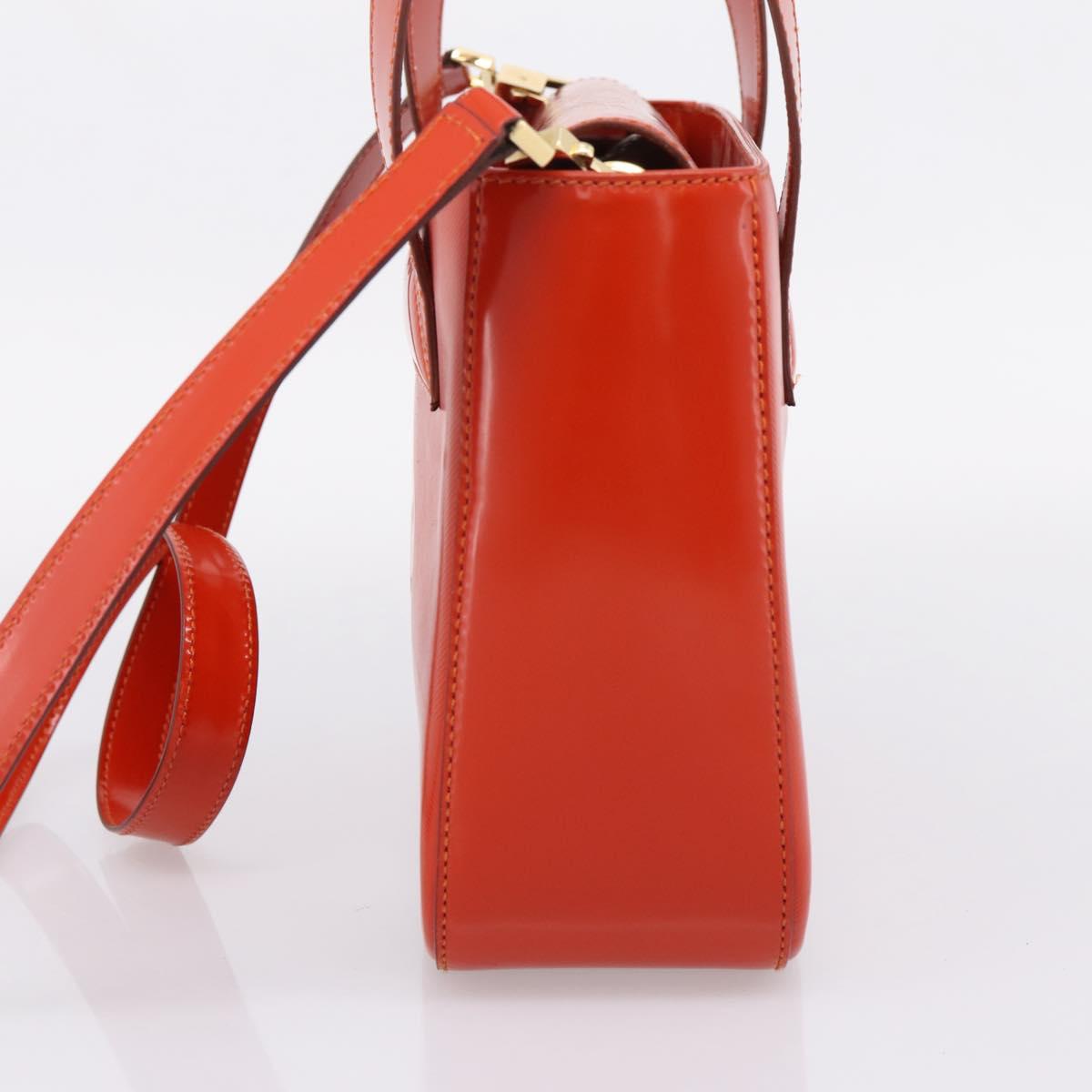 CELINE Hand Bag Leather 2way Orange Gold Auth ka6317A image 4