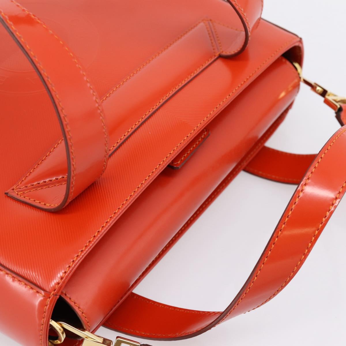 CELINE Hand Bag Leather 2way Orange Gold Auth ka6317A image 6