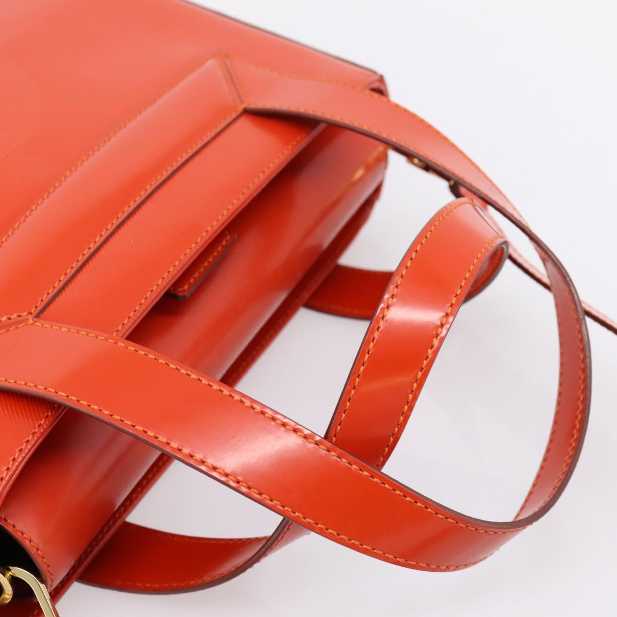 CELINE Hand Bag Leather 2way Orange Gold Auth ka6317A image 7