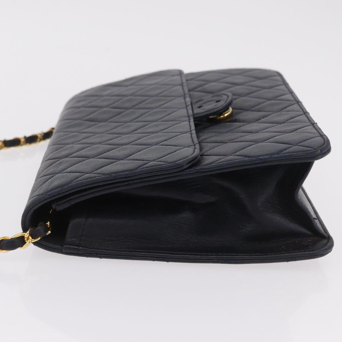 CHANEL Matelasse Chain Shoulder Bag Lamb Skin Black Gold CC Auth 180868 image 6