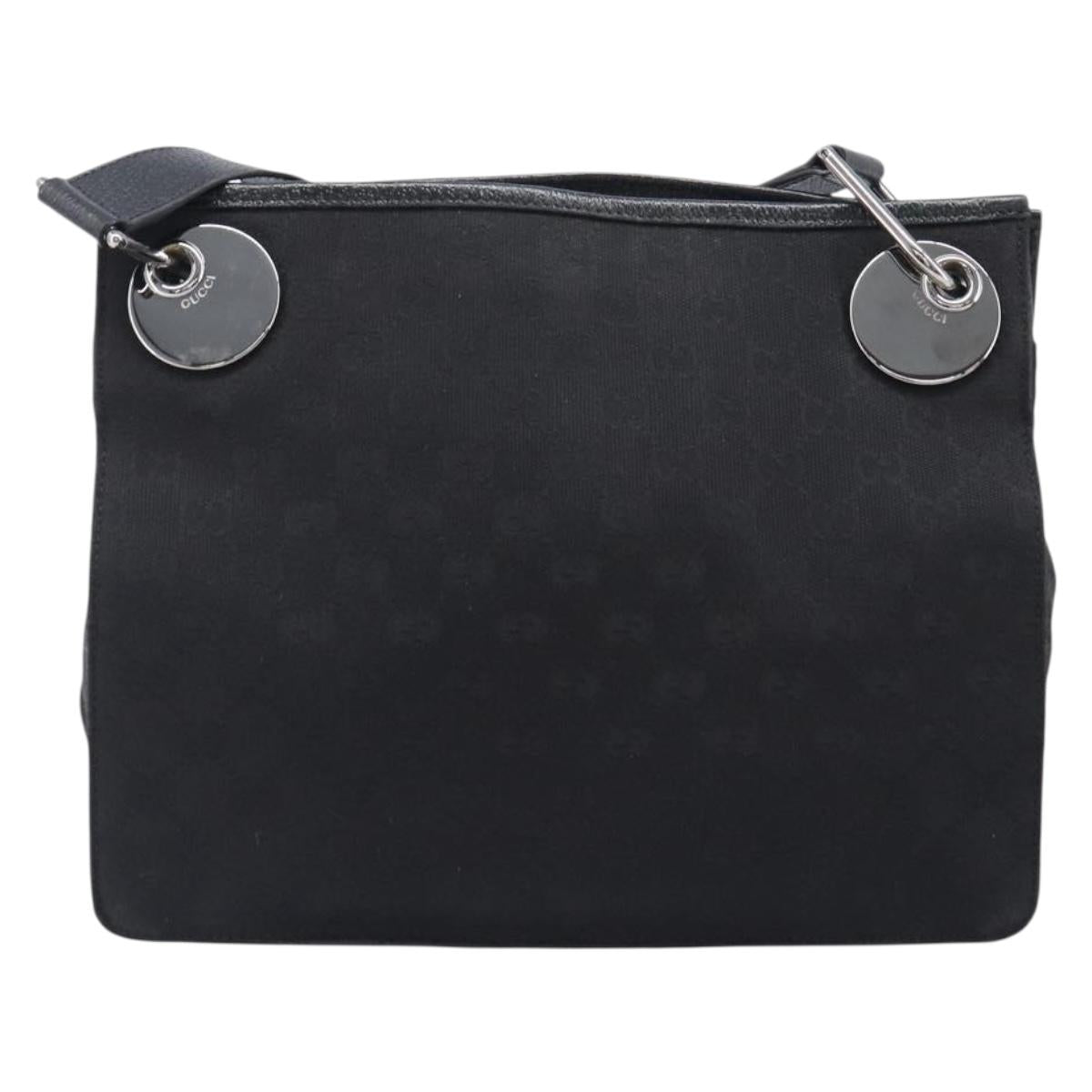 GUCCI GG Canvas Shoulder Bag Black Silver 120841 Auth 204749A image 2
