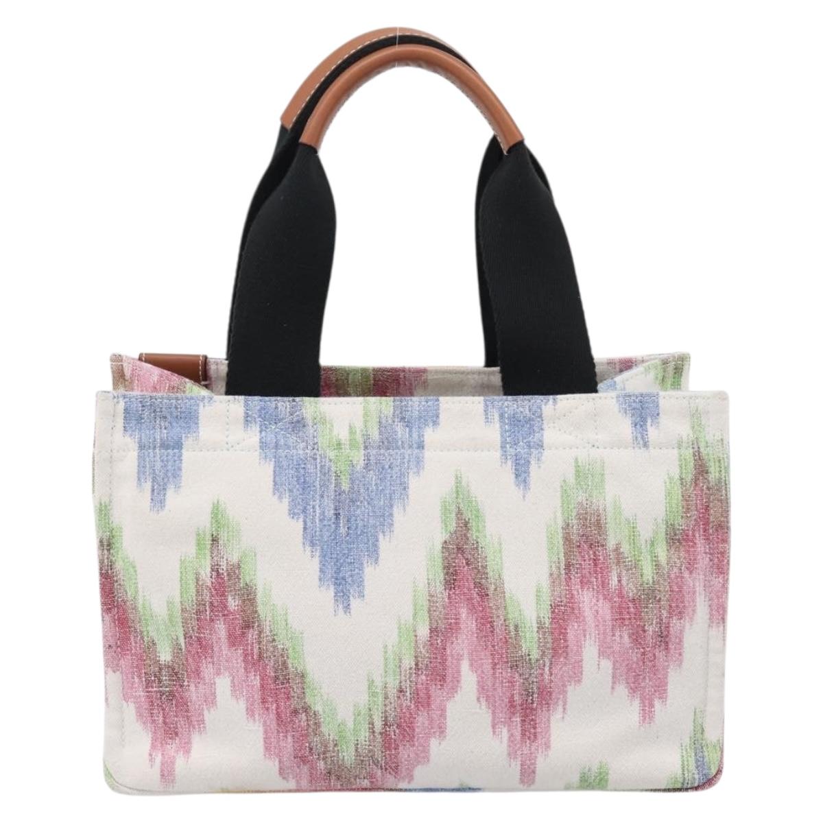 LOEWE Hand Bag Canvas White Multicolor Auth ka6479V image 2