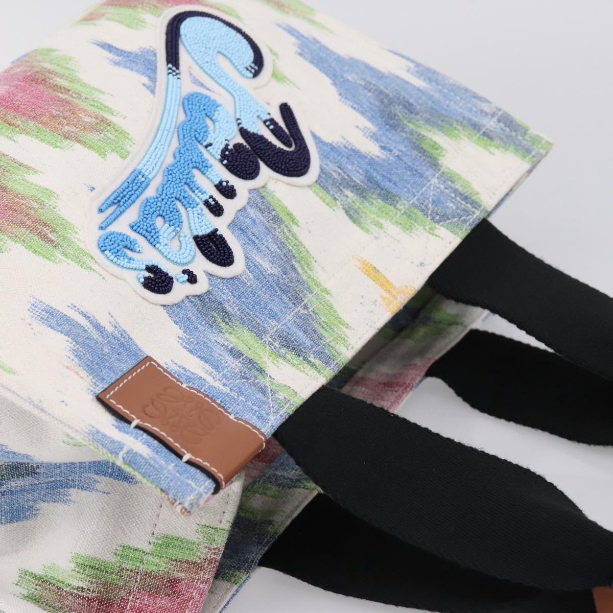 LOEWE Hand Bag Canvas White Multicolor Auth ka6479V image 6