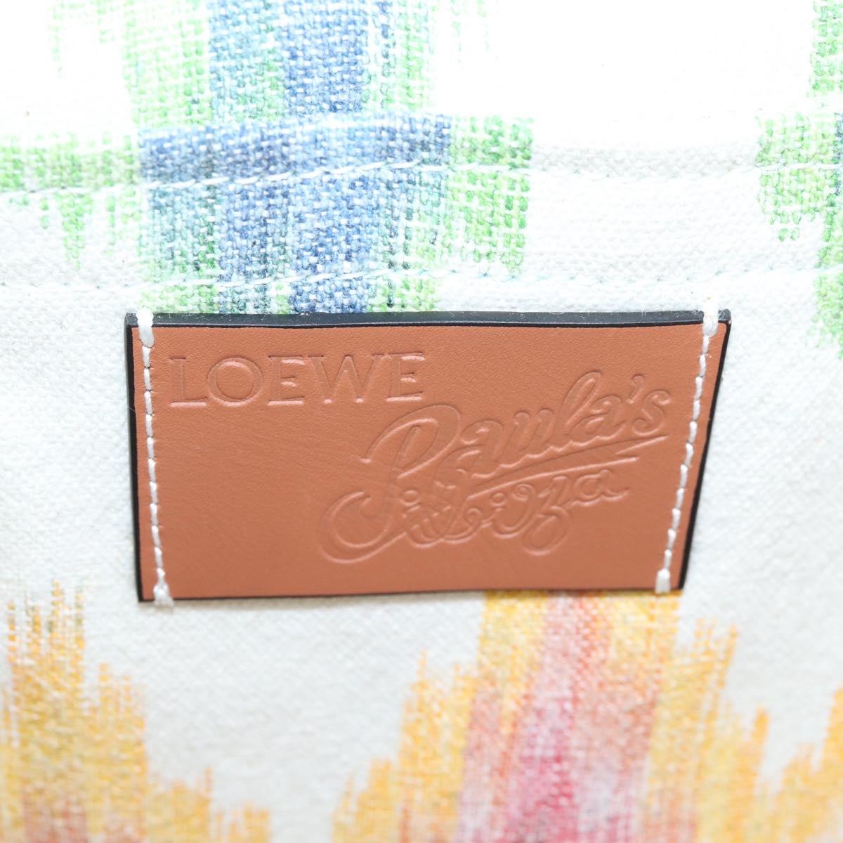 LOEWE Hand Bag Canvas White Multicolor Auth ka6479V image 10