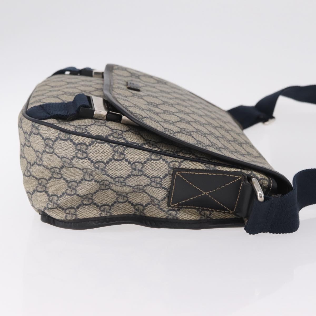 GUCCI GG Supreme Shoulder Bag PVC Navy Silver 201732 Auth 204923A image 3