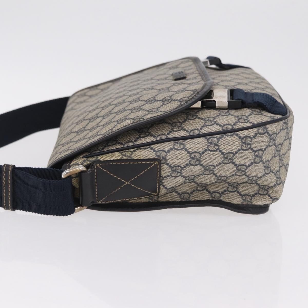 GUCCI GG Supreme Shoulder Bag PVC Navy Silver 201732 Auth 204923A image 4