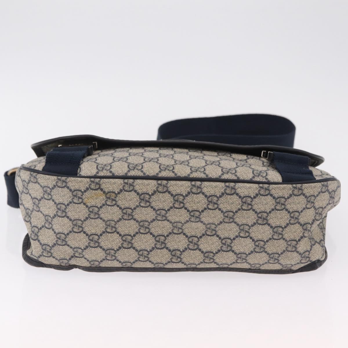 GUCCI GG Supreme Shoulder Bag PVC Navy Silver 201732 Auth 204923A image 5