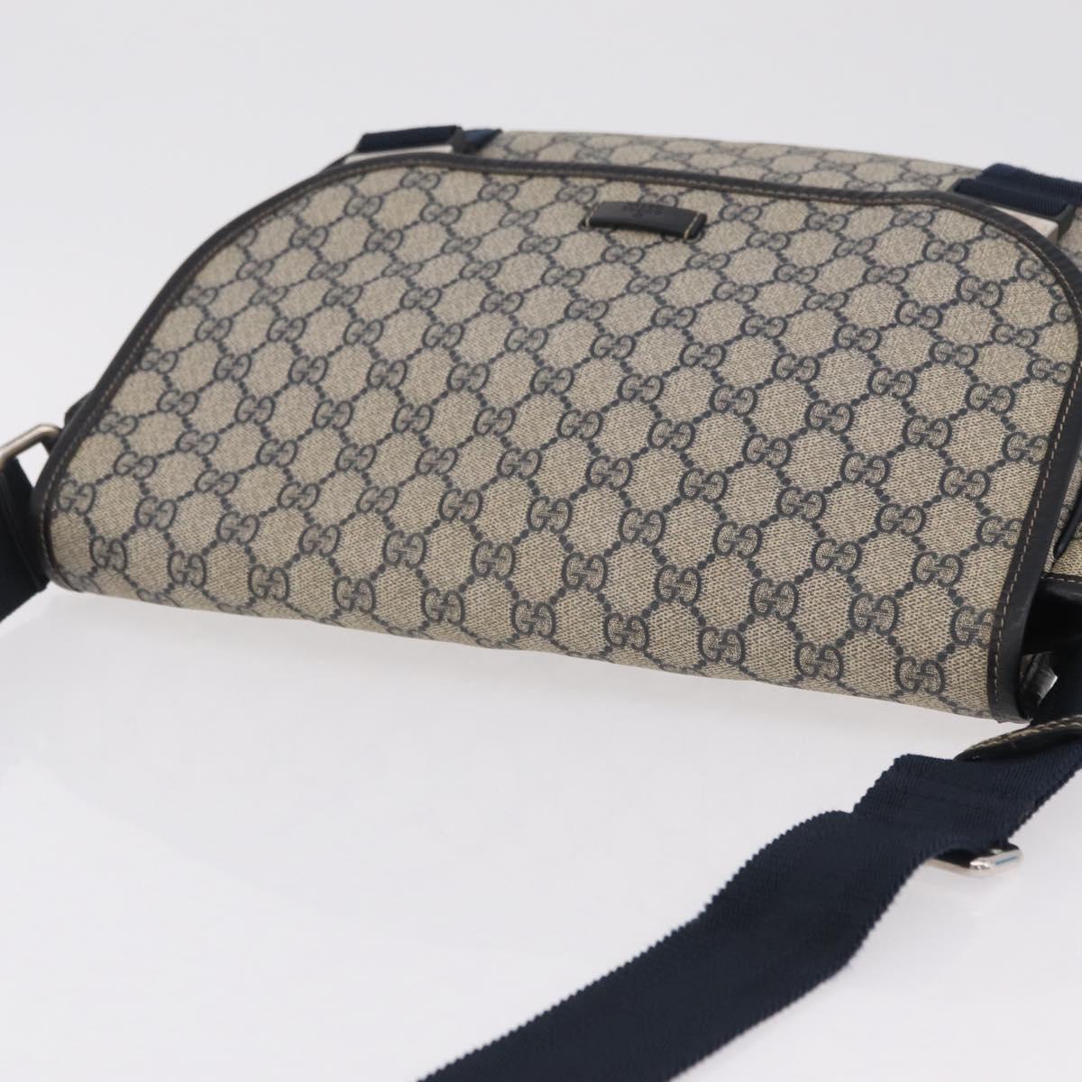 GUCCI GG Supreme Shoulder Bag PVC Navy Silver 201732 Auth 204923A image 7