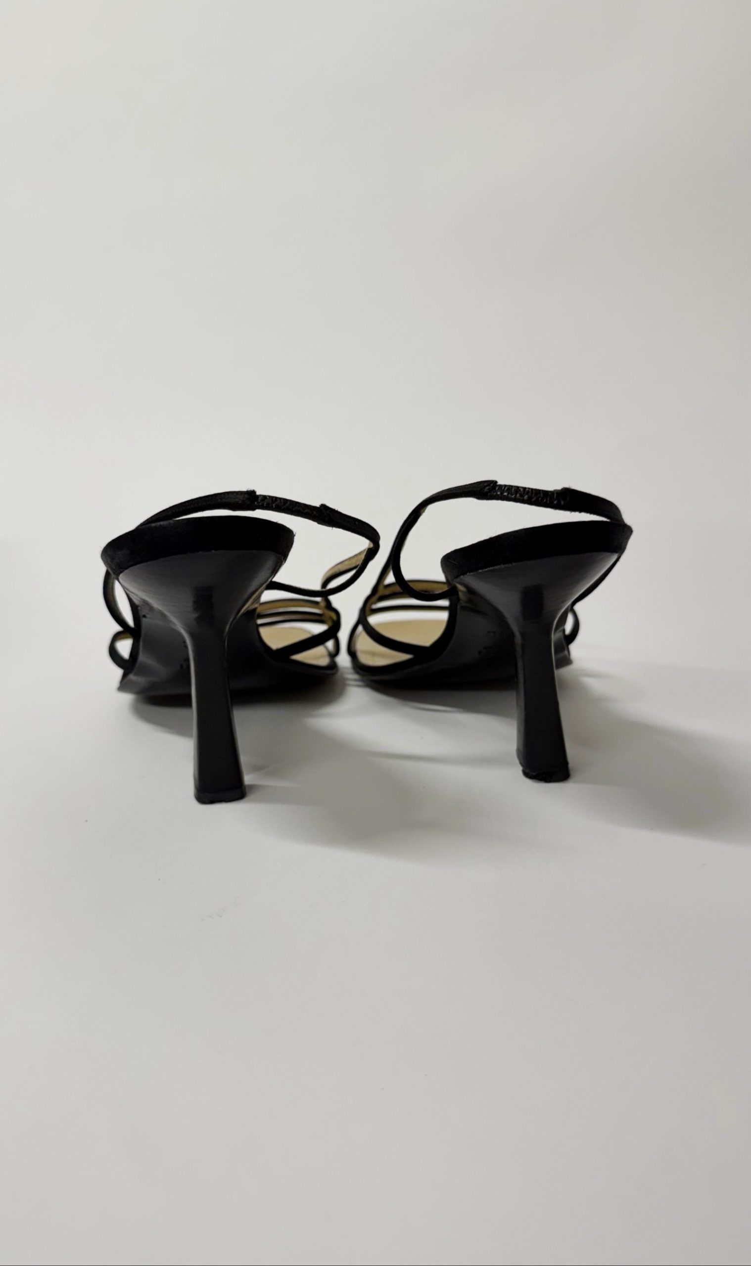 Vintage Gucci Black silky Strappy slip on heels 37.5 image 6