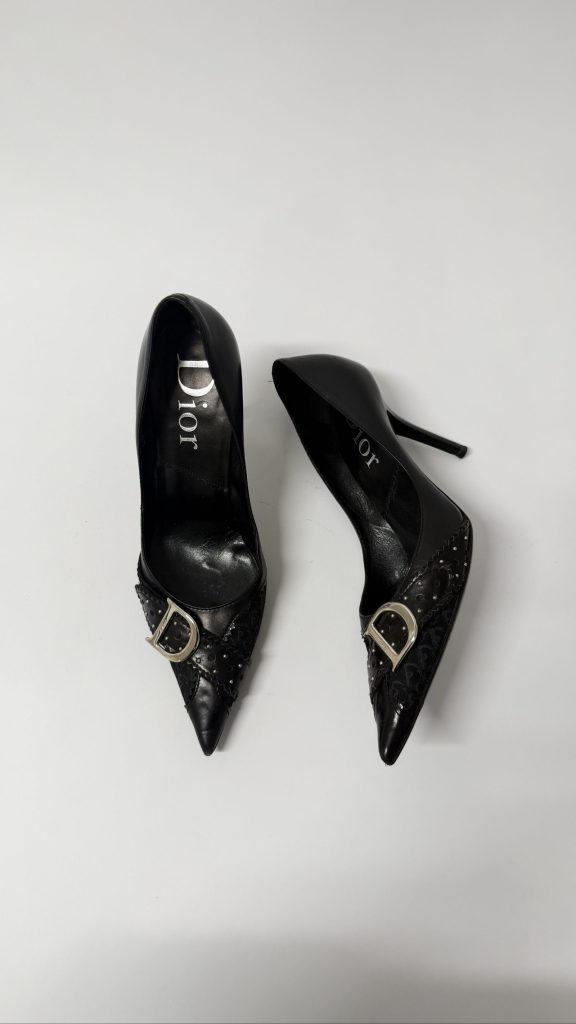 Dior John Galliano Trick Court Heels — Black Leather, EU 38