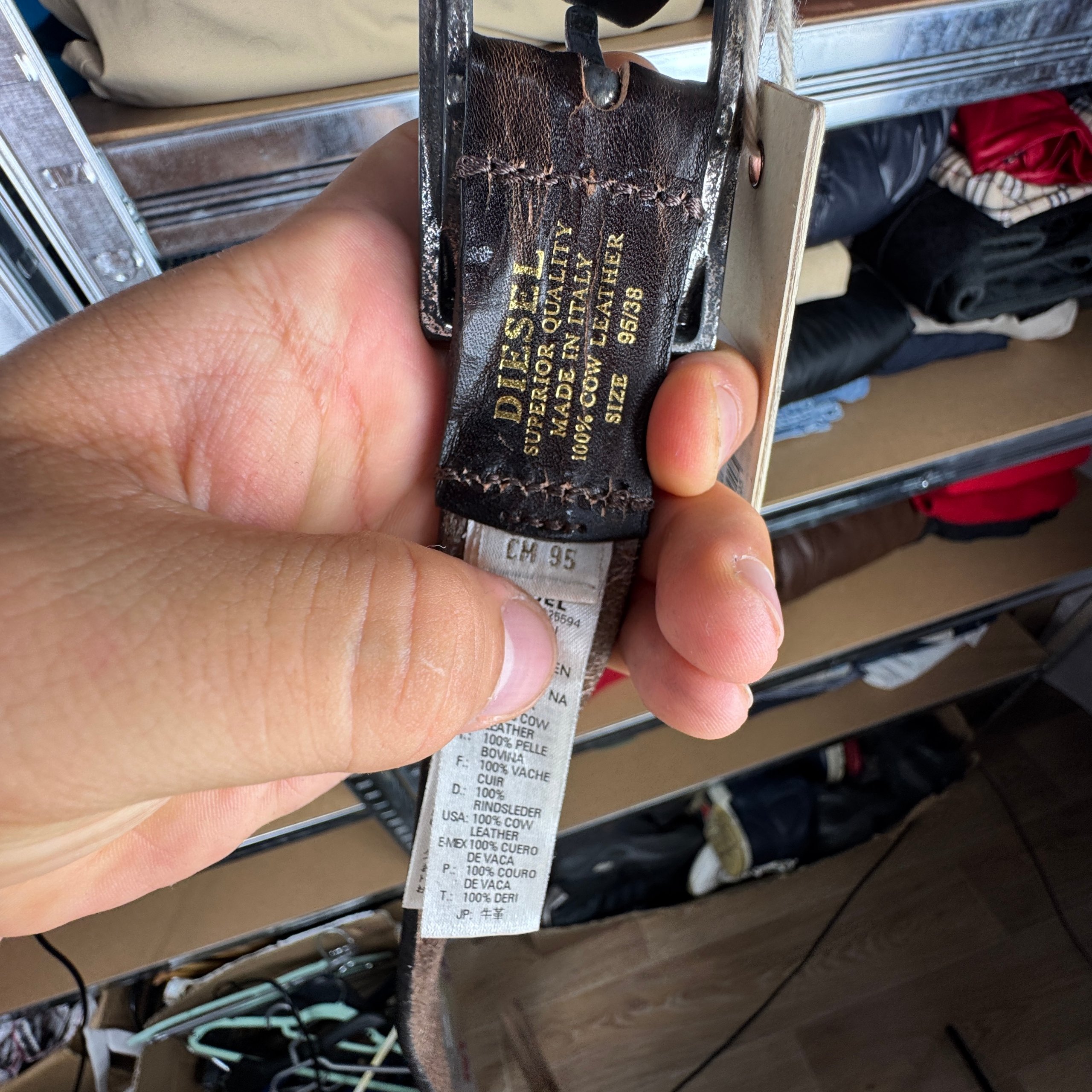 NEW Diesel Binsigne Gurtel Brown Cow Leather Belt Size 95cm / 38 image 7