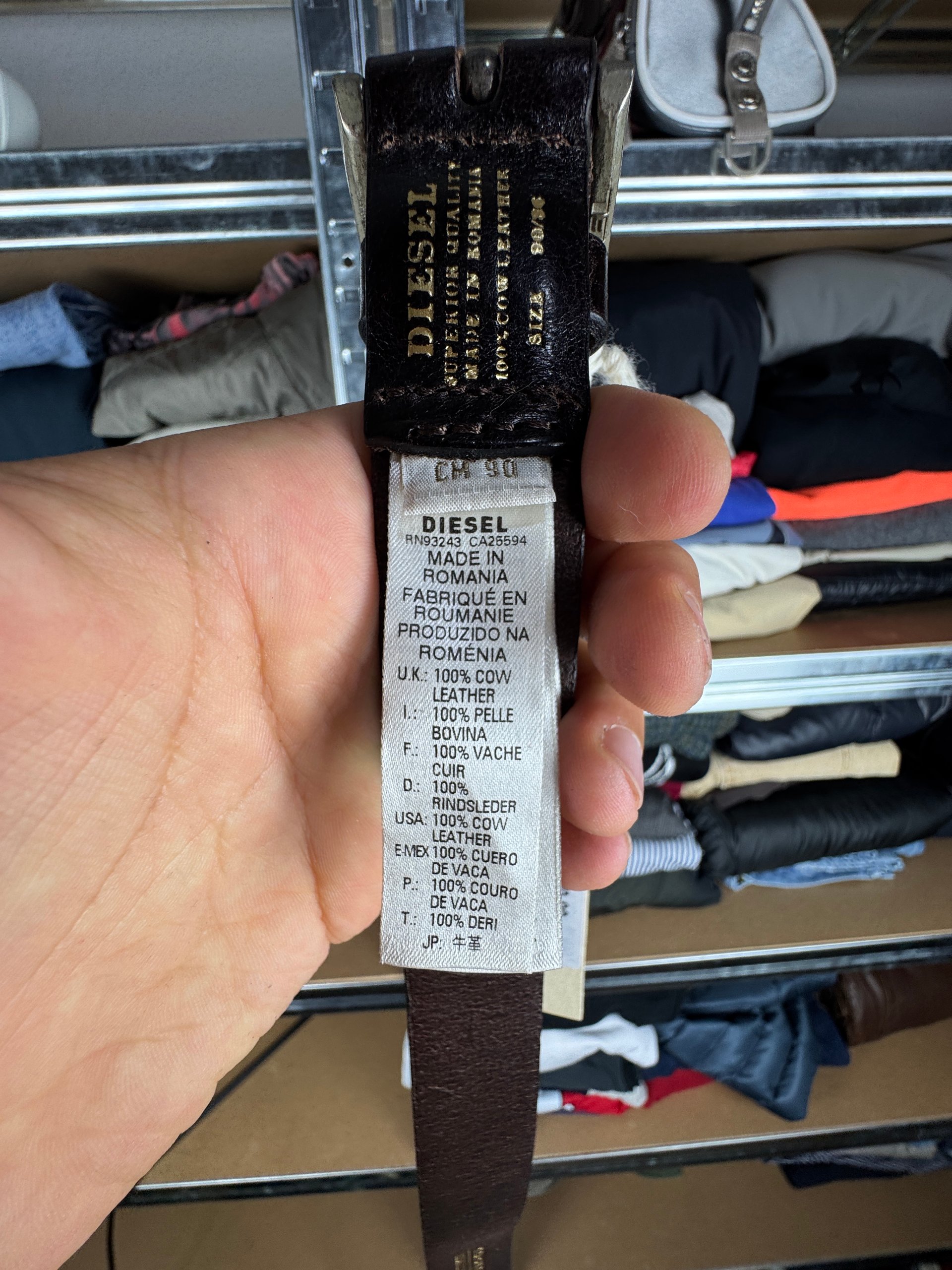 NEW Diesel Bimiti Gurtel Brown Leather Belt Size 90cm / 36 image 9