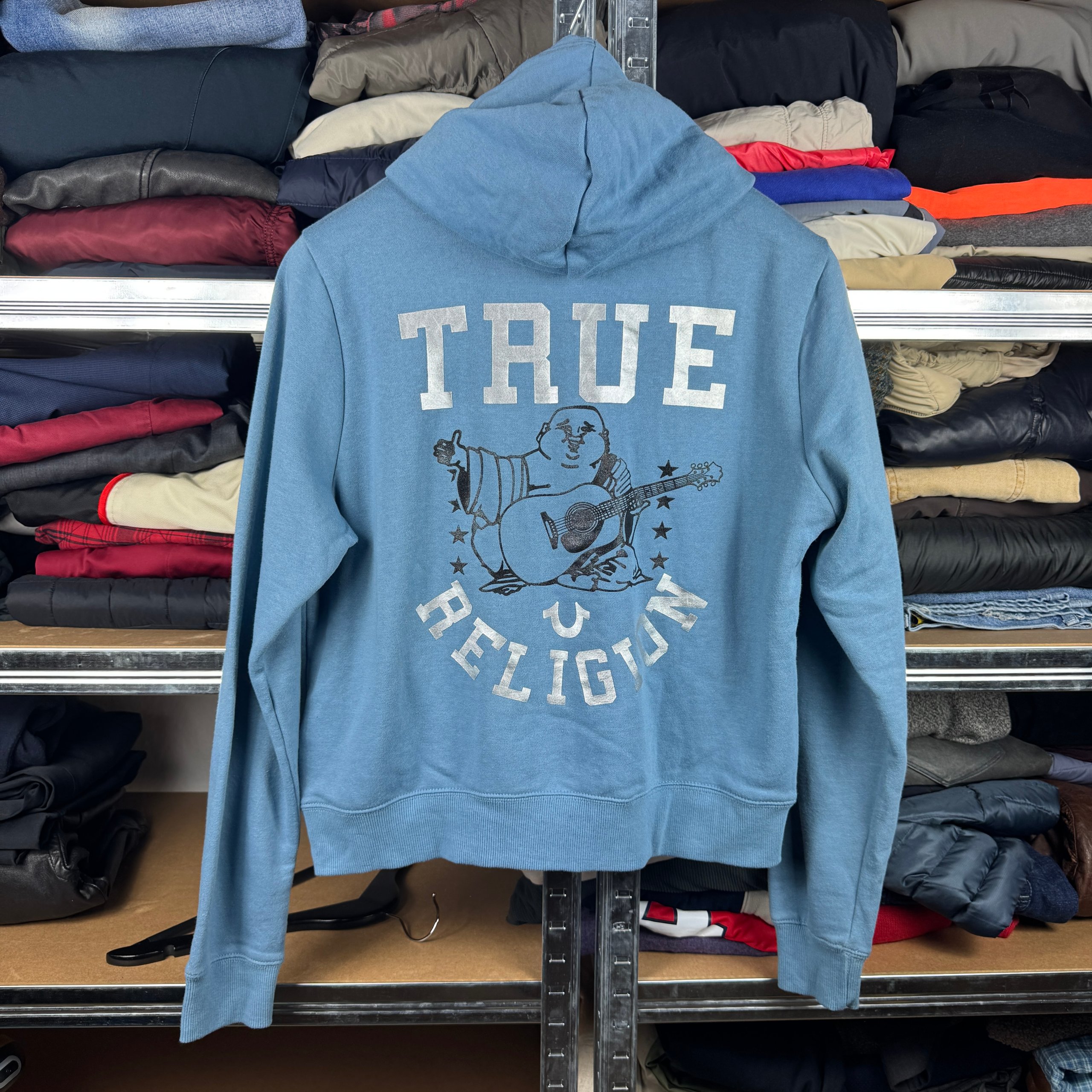 Women`s True Religion Starry Budda Cropped Hoodie Size XL