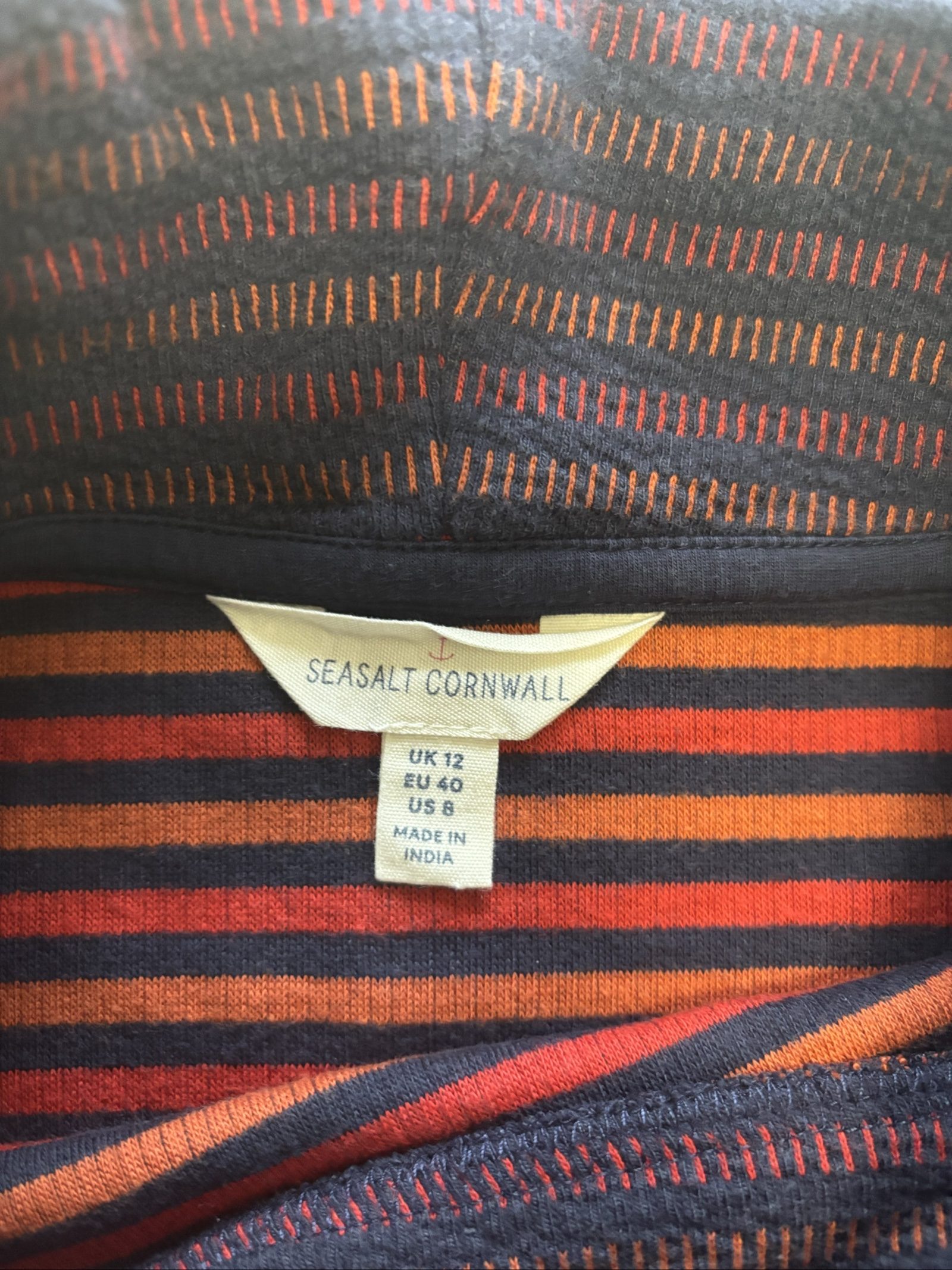 Seasalt Cornwall Women's Navy & Orange Striped Roll Neck Top UK 12 image 5