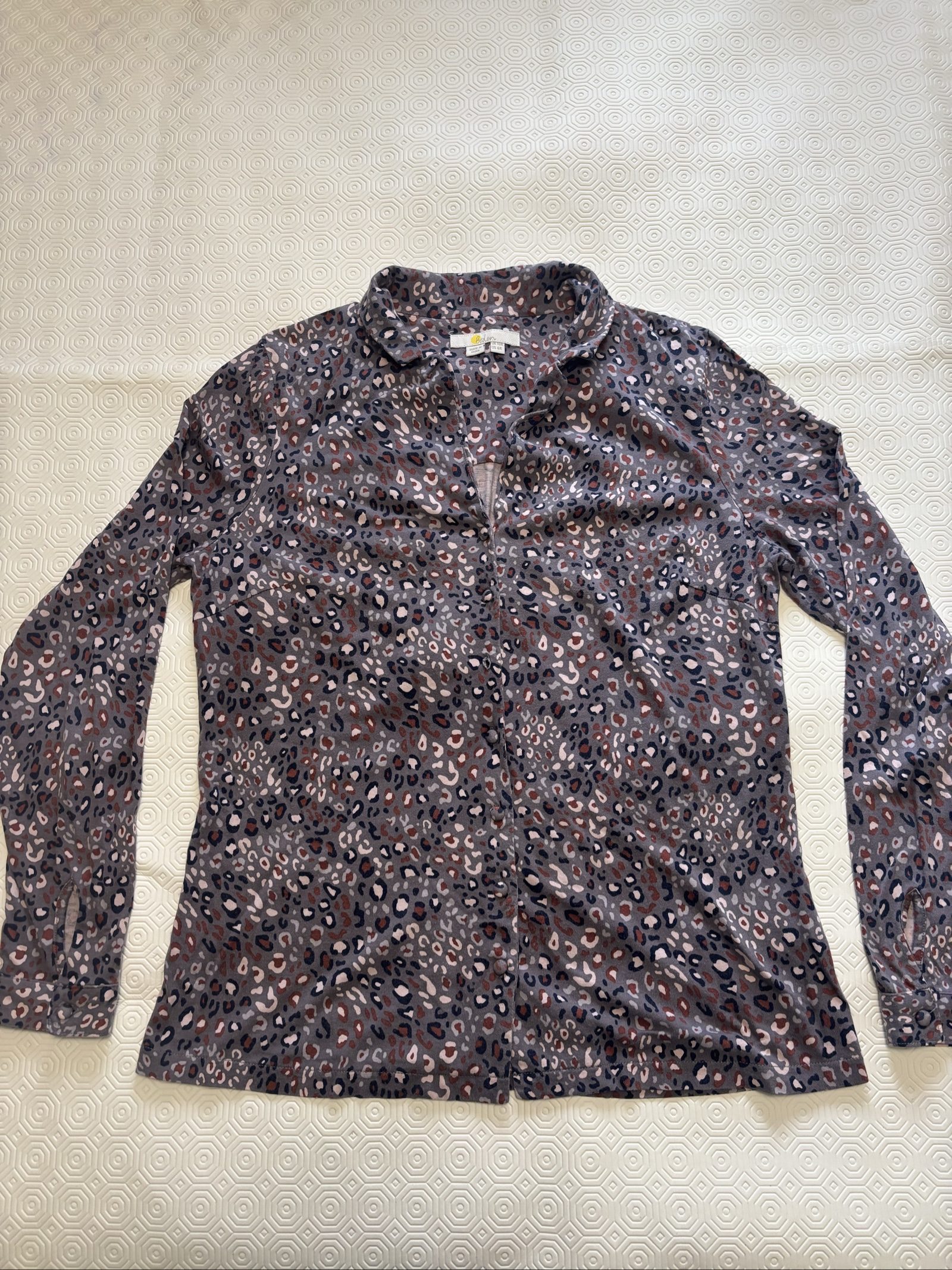 Boden Grey Multi Leopard Print Blouse UK 10 Button Front