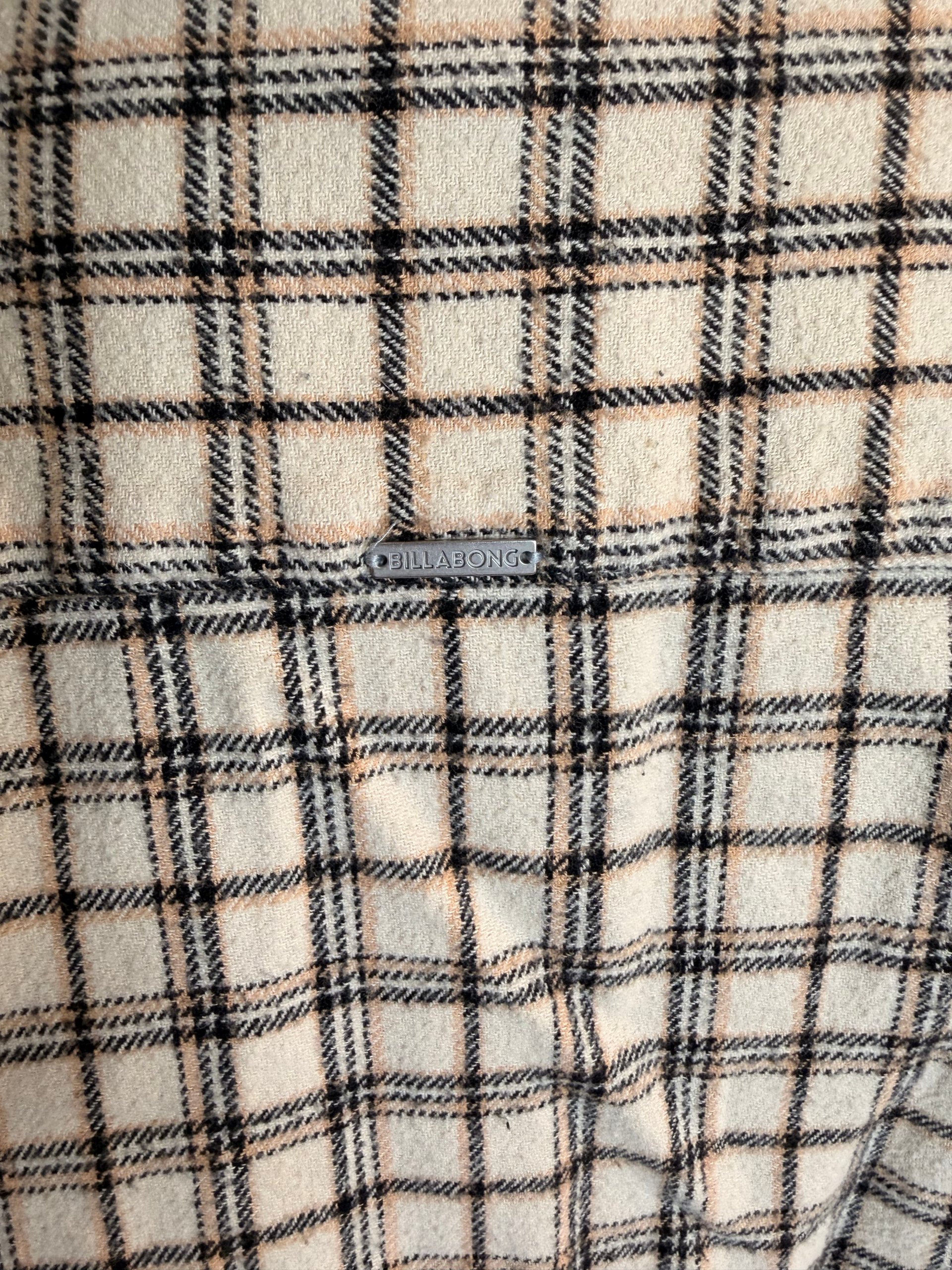Billabong Women's Beige & Black Plaid Button Down Shirt Medium image 8