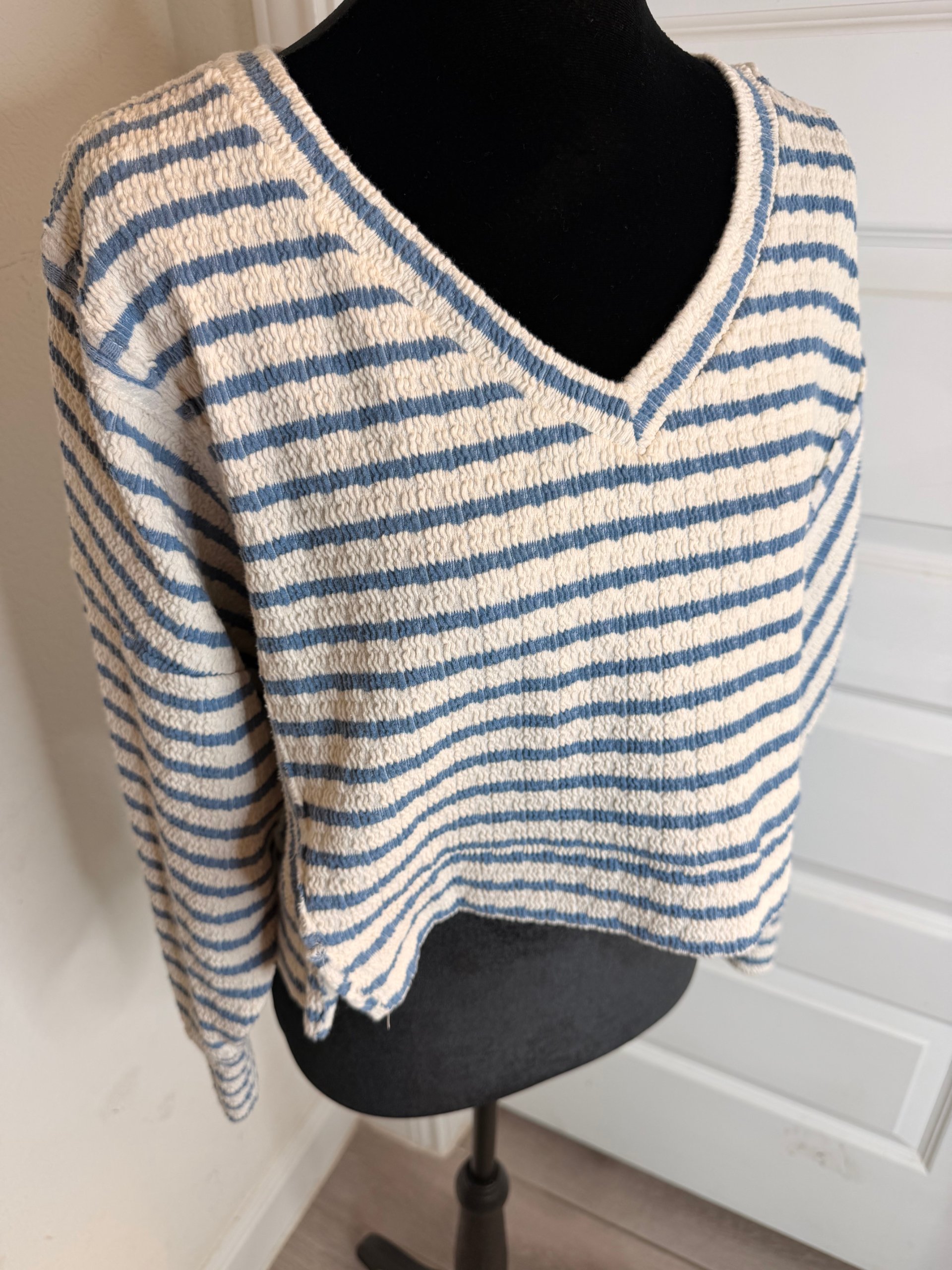 Altar'd State & Blue Striped V-Neck Sweater Small image 2