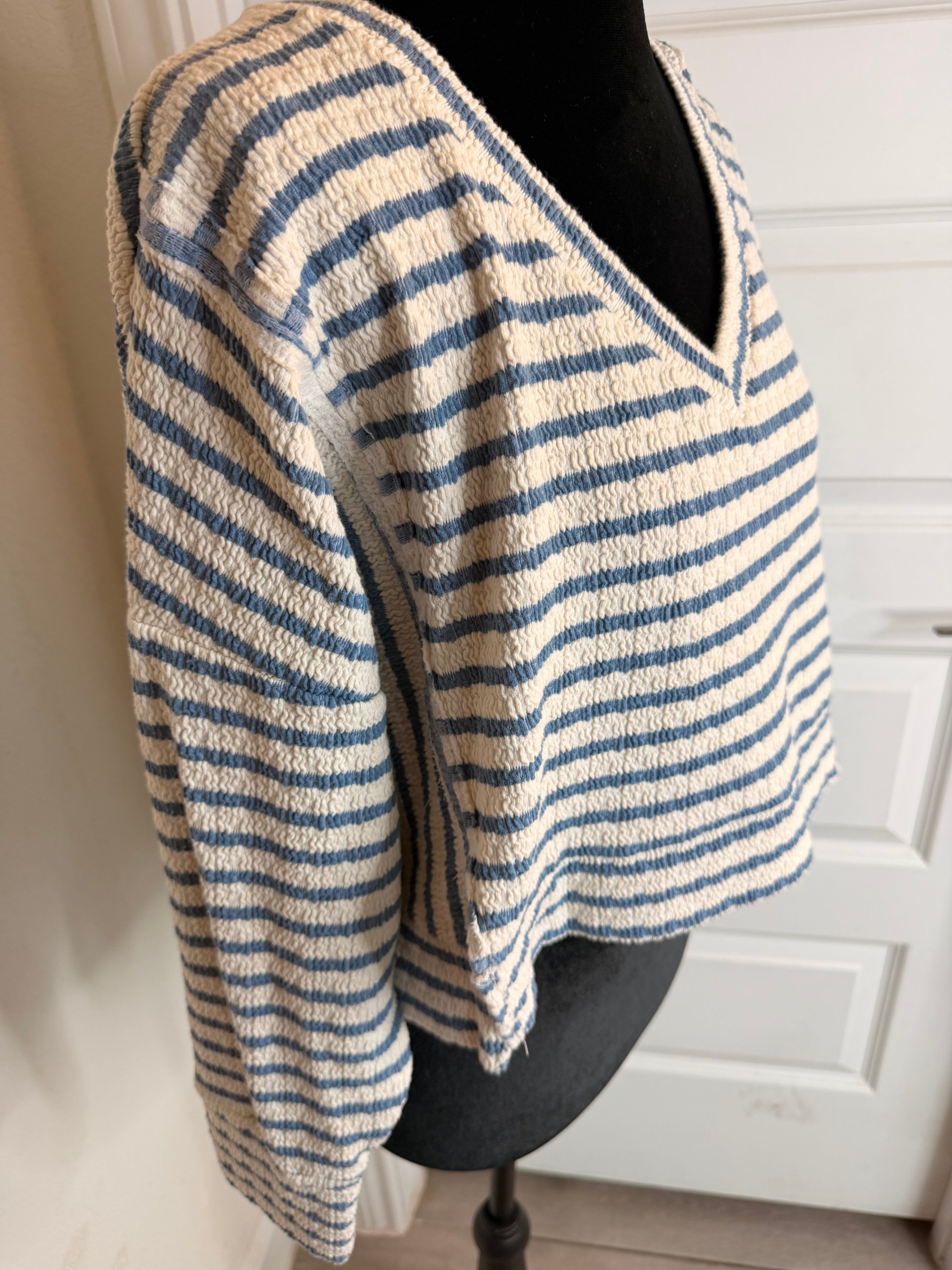 Altar'd State & Blue Striped V-Neck Sweater Small image 4