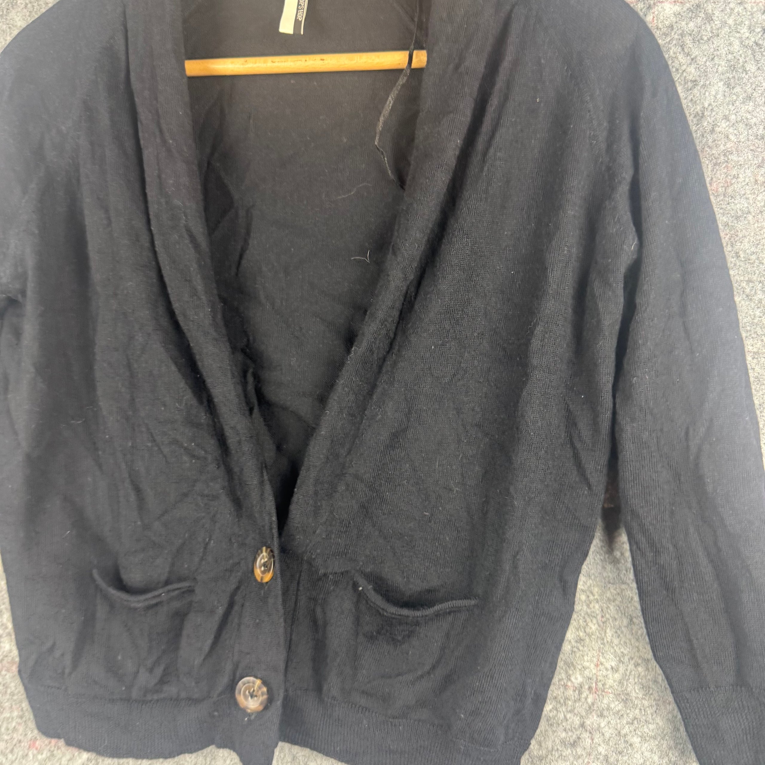 Y2K Topshop Black Shawl Collar Button Cardigan UK 8 image 2