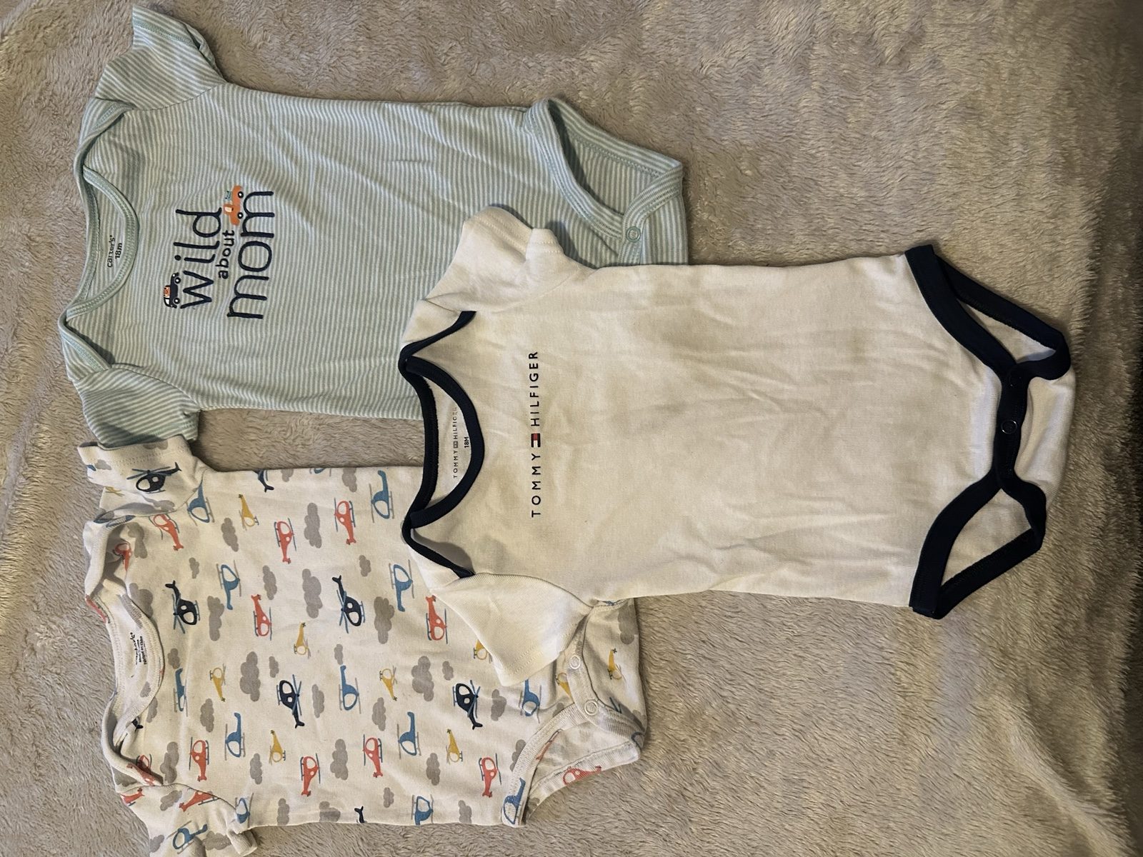 Tommy Hilfiger & Carter's Multi Colour Baby Bodysuits 18 Months Cute Print