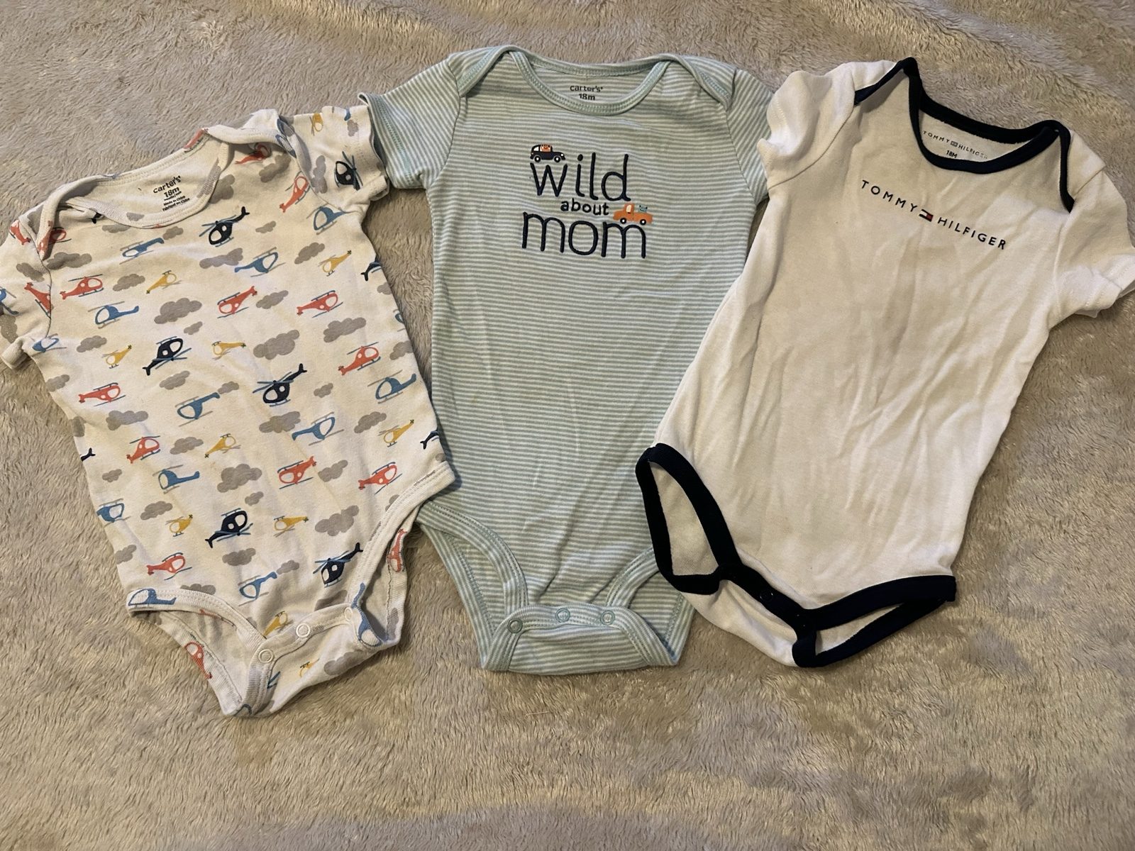 Tommy Hilfiger & Carter's Multi Colour Baby Bodysuits 18 Months Cute Print image 2