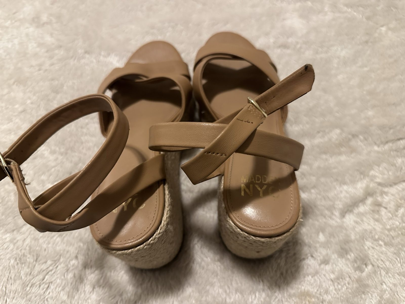 Madden NYC Women's Tan Wedge Sandals Size 10 image 2