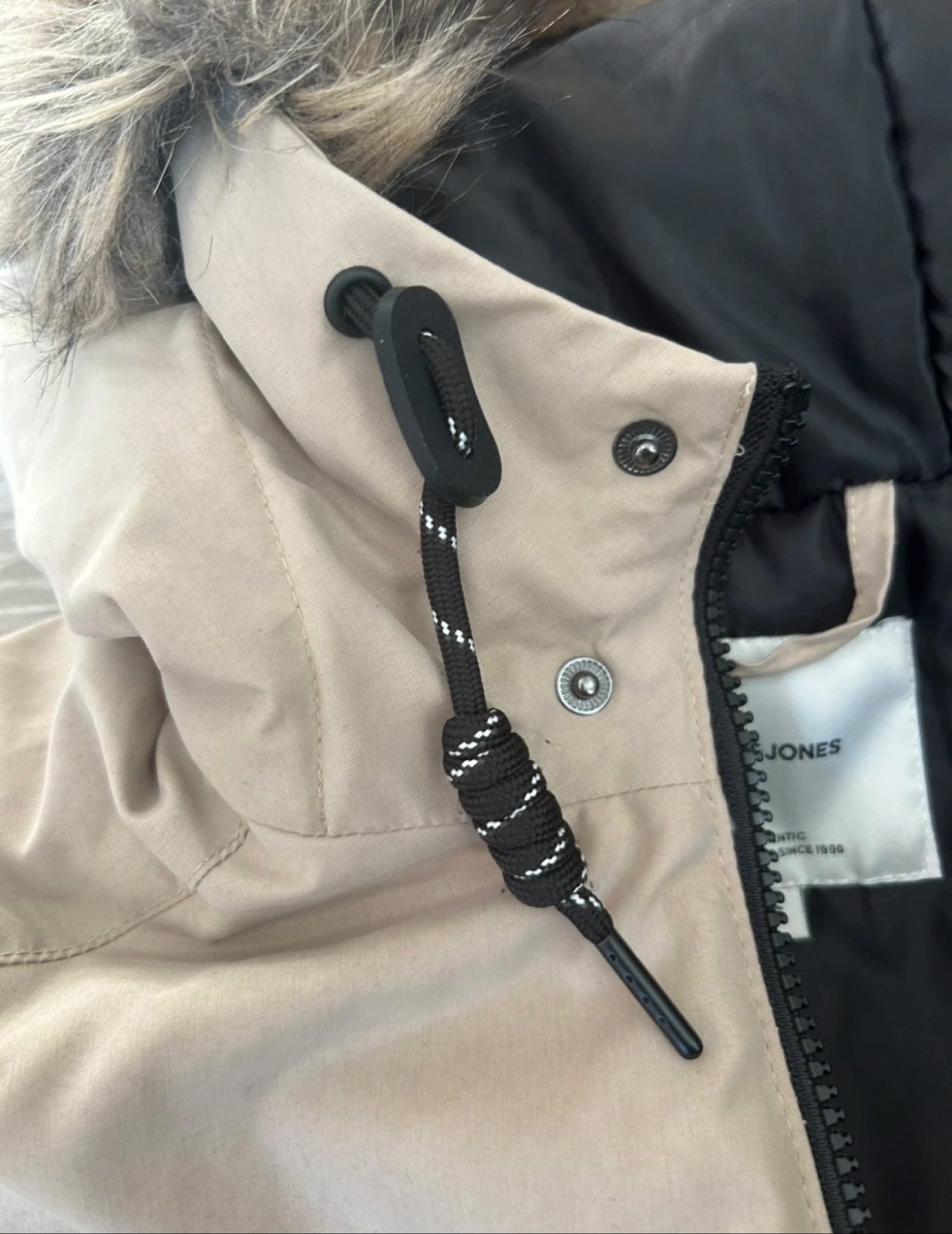 Jack & Jones Beige Faux Fur Hooded Parka Coat Small image 5