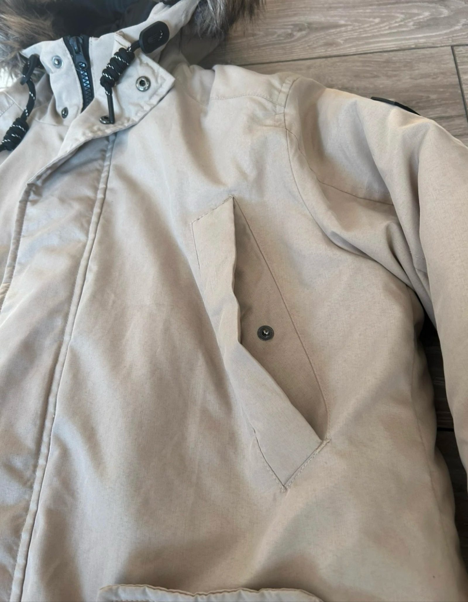Jack & Jones Beige Faux Fur Hooded Parka Coat Small image 7