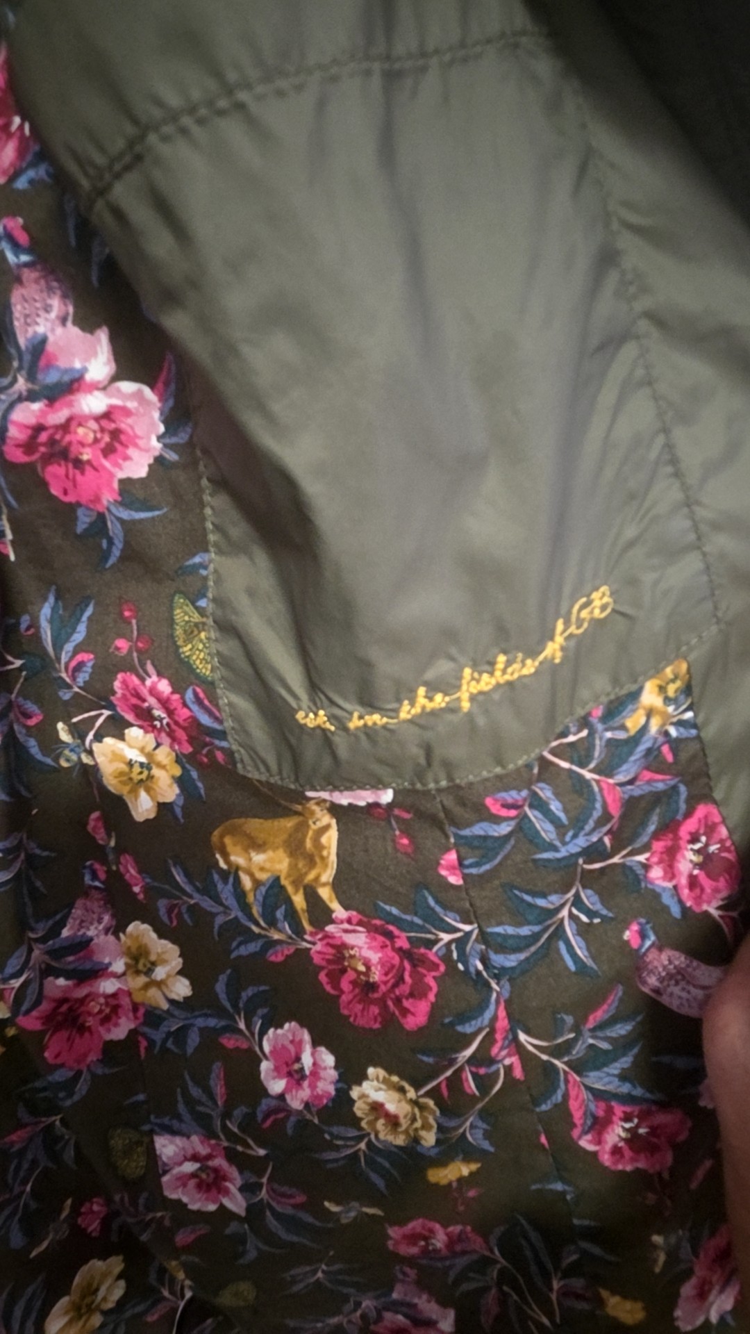 Joules Women Green Quilted Jacket UK 12 Floral Lining Countryside Heritage image 5