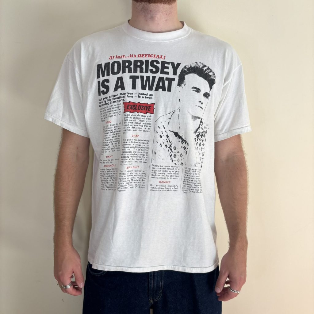 Vintage Morrissey Is A Twat Viz Parody T Shirt Oneita XL Smiths 80s 90s Tabloid