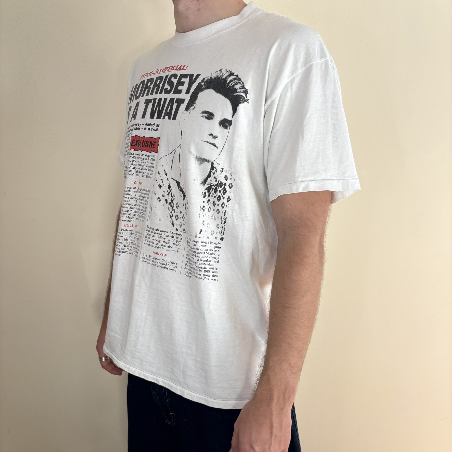 Vintage Morrissey Is A Twat Viz Parody T Shirt Oneita XL Smiths 80s 90s Tabloid image 8