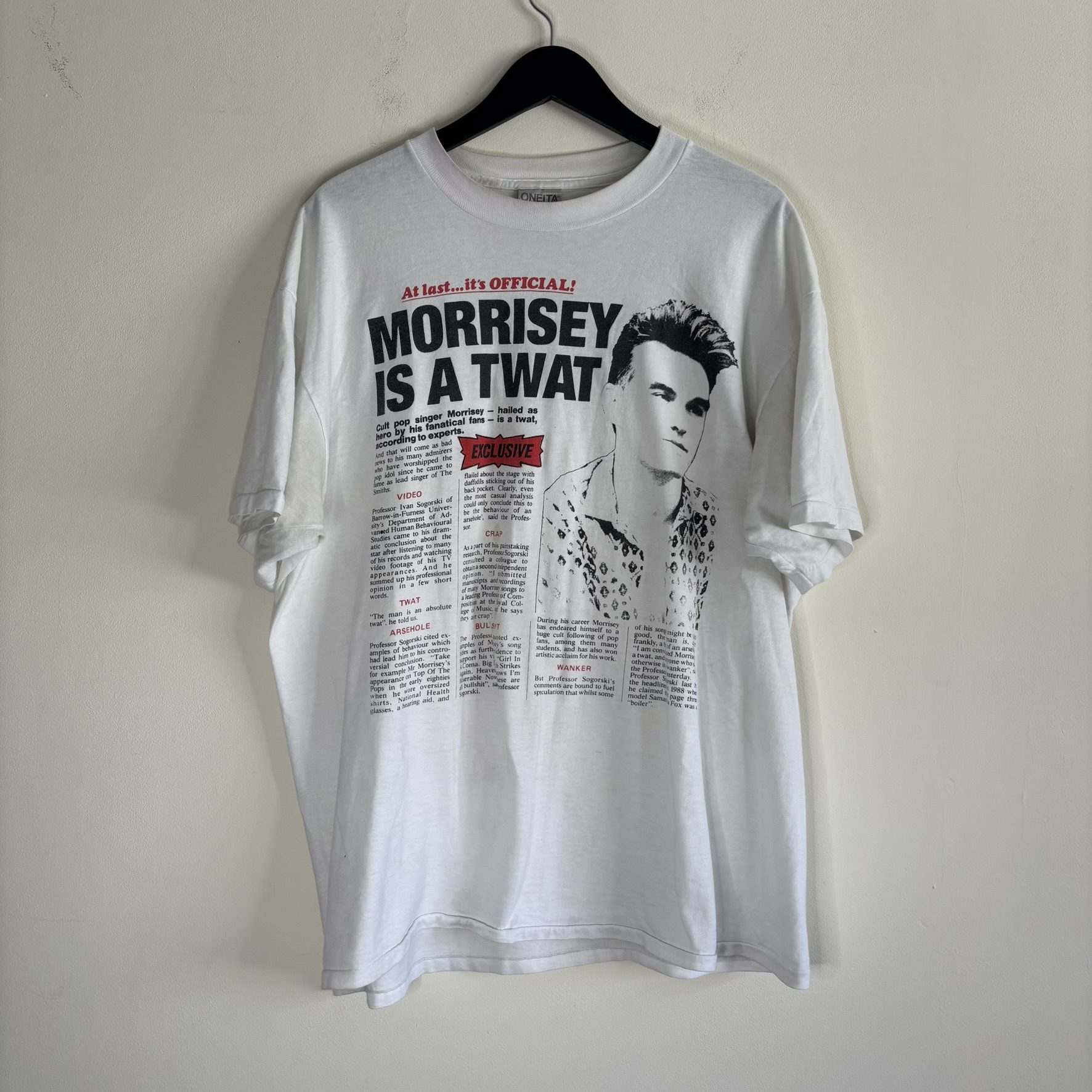 Vintage Morrissey Is A Twat Viz Parody T Shirt Oneita XL Smiths 80s 90s Tabloid image 9