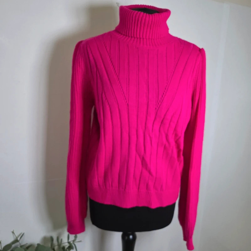 Hot Pink roll neck jumper size L