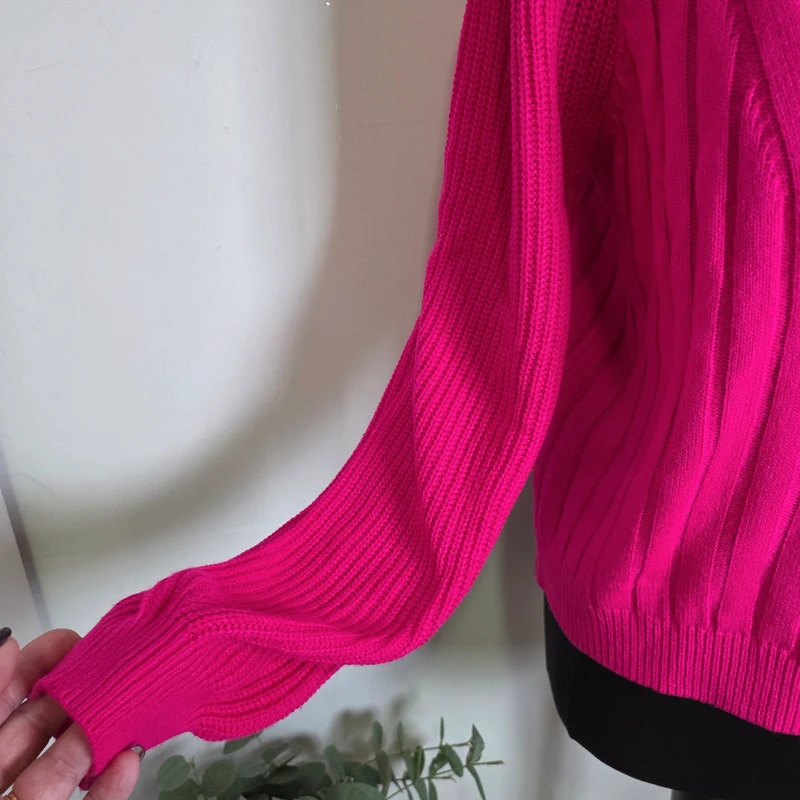 Hot Pink roll neck jumper size L image 3