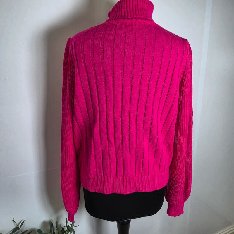 Hot Pink roll neck jumper size L image 4
