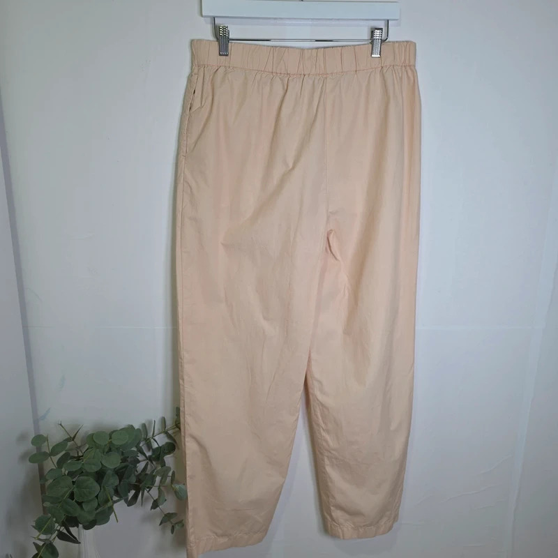 M&S Cream cotton straight leg trousers size 14 regular nwt image 5