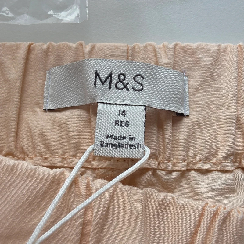 M&S Cream cotton straight leg trousers size 14 regular nwt image 6