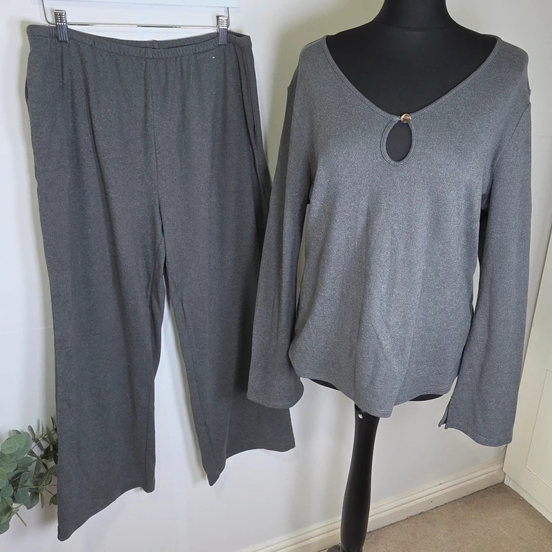 M&S wide leg leisure 2 piece set grey 16 short
