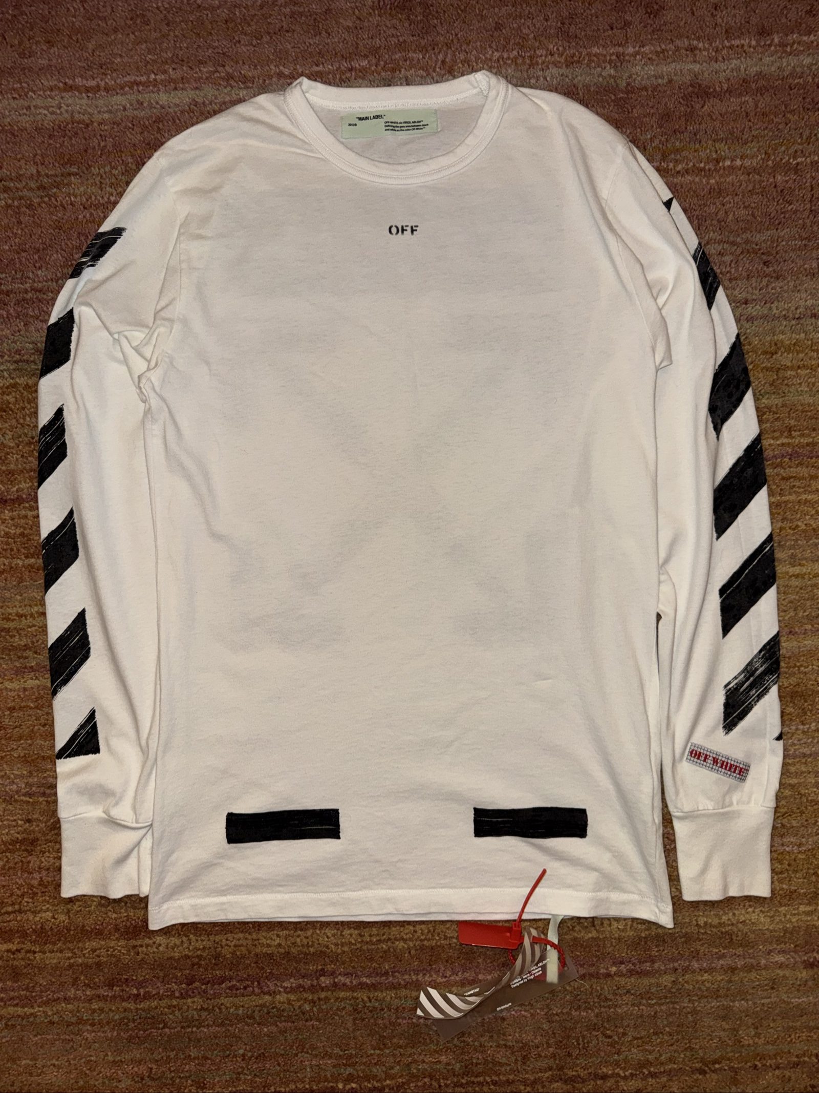 Off-White White & Black Brushstroke Arrows Long Sleeve Shirt Medium