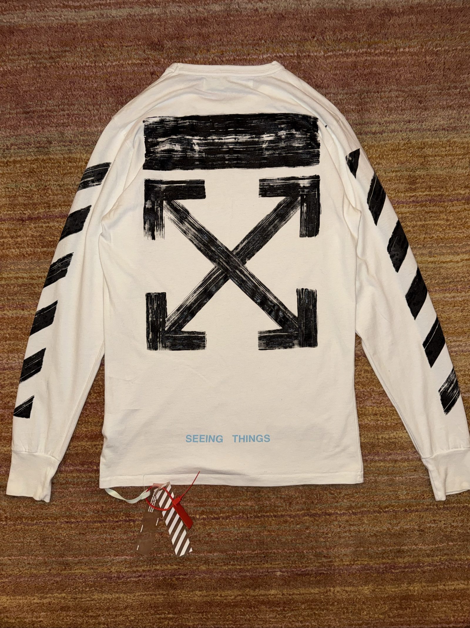 Off-White White & Black Brushstroke Arrows Long Sleeve Shirt Medium image 2