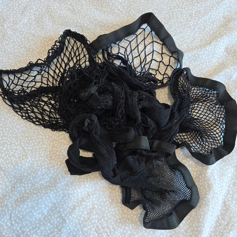 Bundle of 4 Black Fishnet Tights Stockings Mixed Mesh Sizes One Size