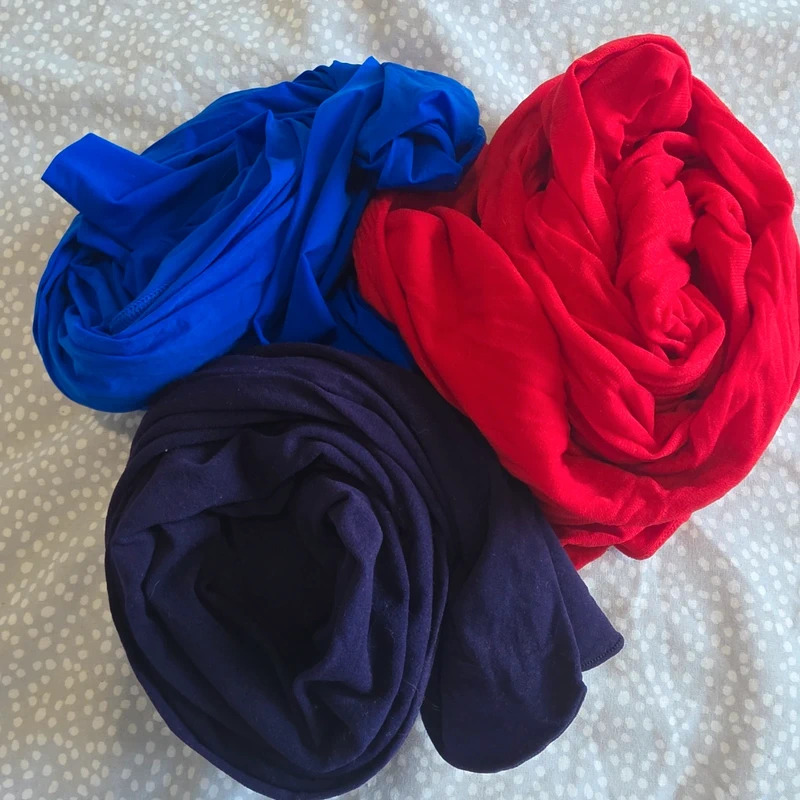 Bundle of 3 Coloured Tights Size 18-20 Red Blue Purple Opaque