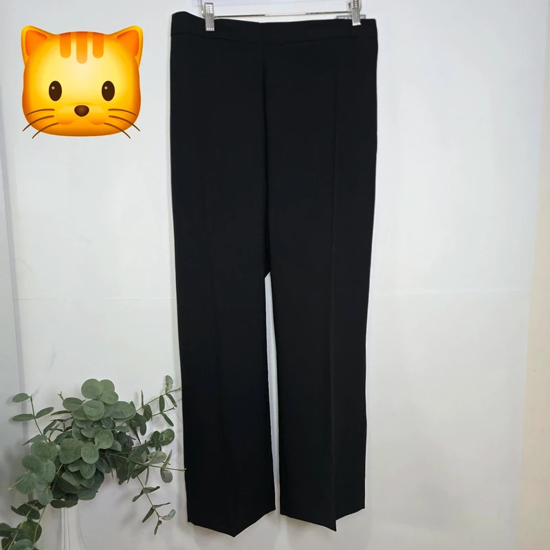 Bonmarché Black Straight Leg Trousers Size 26 27" Length NWT Pull On Pockets